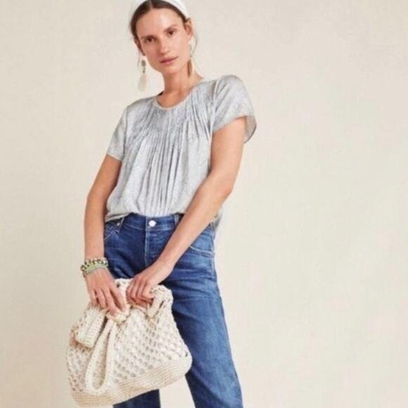 Dolan Left Coast Anthropologie Blouse Top Snake Print Pilar Pleated Size Small - Picture 2 of 9